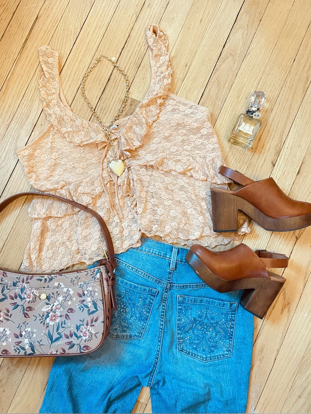 Old Navy Peach Lace Tie-Front Cami